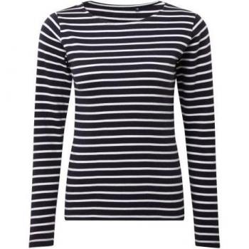 Asquith & Fox Womens XL Marinière Coastal Long Sleeve in White/Navy