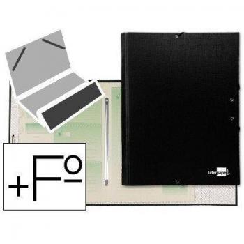 Chemise Classificatrice Liderpapel 12 Départements Folio Prolongé Carton Noir