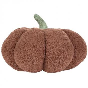 Plush Brown Boucle Pumpkin Cushion ⌀ 35 cm Halloween Throw Pillow