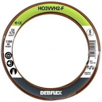 Câble électrique souple 5 mètres DEBFLEX H03VVH2-F 2X0.75 mm² Marron