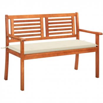 Banco de jardín 2 asientos y cojín de eucalipto 120 cm