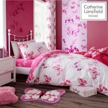 Catherine Lansfield Butterfly Single Duvet Cover Set Pink
