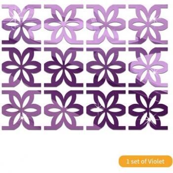 12pcs Self-Adhesive Hollow Flower Acrylic Wall Stickers