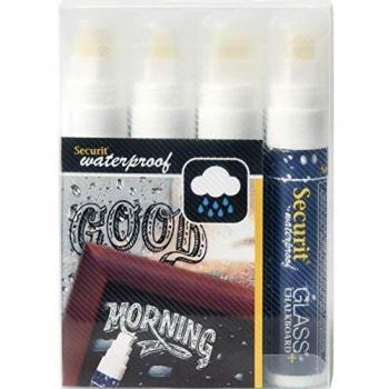 Securit wasserfester Kreidemarker, 4er Pack, groß, weiß