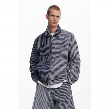 Camisa de Blazer Listrada Azul XL