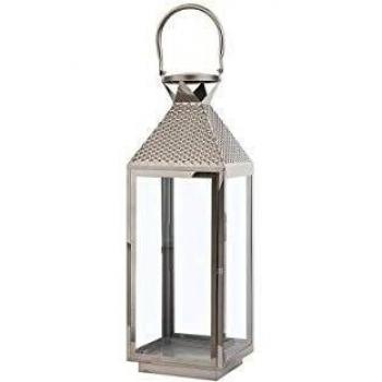Pillar Candle Holder Silver Stainless Steel 55 cm