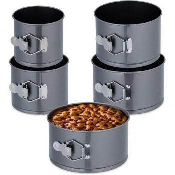 Relaxdays 5‑Pack Stainless Steel Springform Pans – Ø 12/14/16/18/20 cm, Non‑Stick