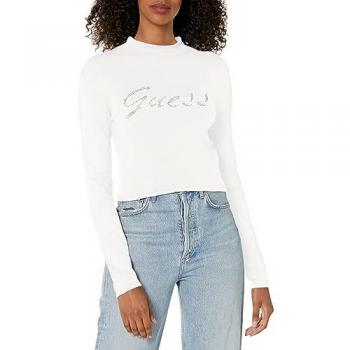 Pull à Col Rond avec Logo et Strass
