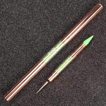 Nail Art Tool with Wax Picker and Rhinestone Handle