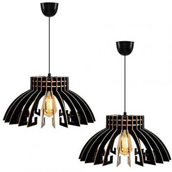Ensemble de 2 lampes dôme de toit 55 cm noir – type E27,