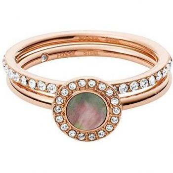 Acero Gris y Oro Rosado: Anillo Madreperla FOSSIL