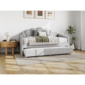 Letto a scomparsa conchiglie 2x90x190 cm velluto grigio + materasso ELUSIA