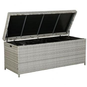 Baule portaoggetti da esterno in finto rattan grigio 158 x 63 cm