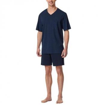 Schiesser comfort blu notte pigiama lungo