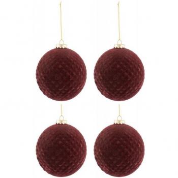 Boules de Noël 10cm Motifs Bordeaux