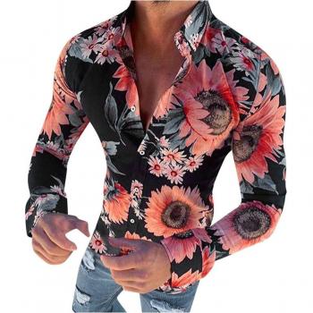 Chemisier casual hommes imprimé botanique automne