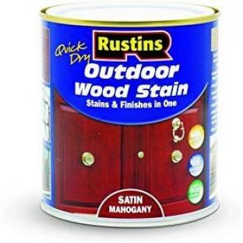 Mahogany-colored Satin Wood Stain for Outdoor Use by Rustins, 500ml