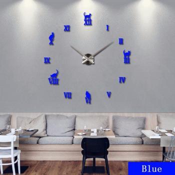 DIY 3D Large Wall Clock Stickers with Quartz Needle for Kitchen Decoration