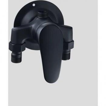 Wall-Mounted Black Brass Bathtub Faucet with Cold Waterfall and Mixer Function