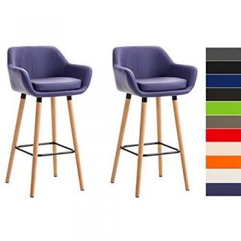 Lila Holz-Barhocker 2er Pack – Kunstlederbezug, CLP Grant Modell