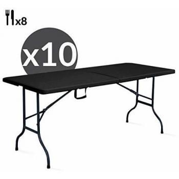 Set tavoli pieghevoli neri 180 cm