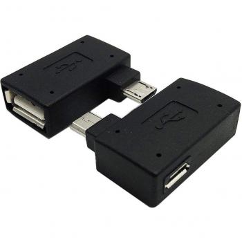 Par de Adaptadores MicroUSB 2.0 OTG 90° con Cable