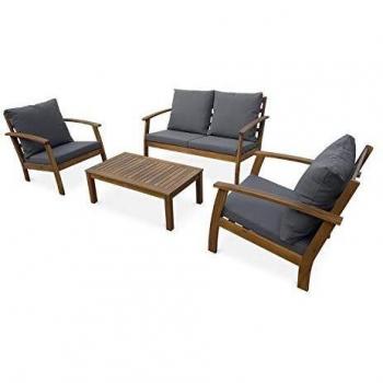 Set Lounge Esterno Legno Marrone Naturale 4 Persone