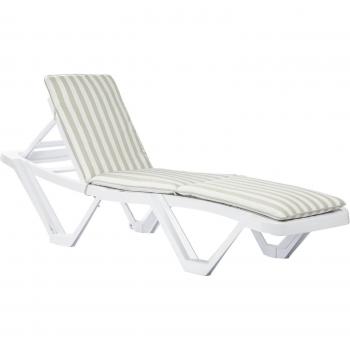 Master White/Beige Stripe Garden Lounger and Cushion Set