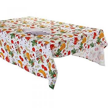 Nappe décorative 250x150 + 8 serviettes à motifs fruités