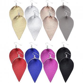 FEECOLOR Faux Leather Petal Earrings for Women