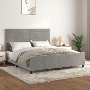 Sofisticada Estructura de Cama 180x200 – Cabecero en Terciopelo Gris