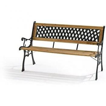 Panchina in ghisa con seduta in legno, 122x32 cm