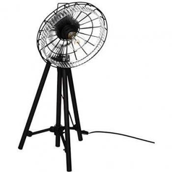 Lampe trépied design noir et verre H 68 cm