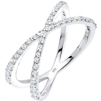 Elli Fingerring Silberring Kreuz mit Zirkonia 925 Silber, Kreuz