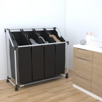 Trieuse à linge avec 4 compartiments gris vidaXL