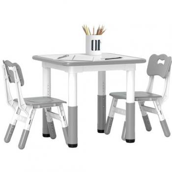 AIYAPLAY Height‑Adjustable Playroom Table & Chairs (Grey) – 3 Pack