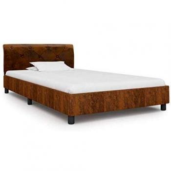 VidaXL 100x200cm Bed Frame, Brown Faux Leather