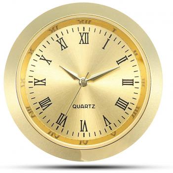 Mini Clock Insert 35mm Quartz Movement Gold Tone Dial