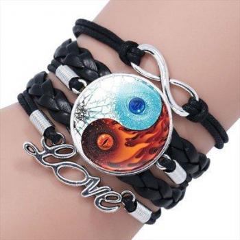Katzen-Taichi-YinYang Armbänder von FIMAODZ – geflochtenes Seil, Baum des Lebens, schwarz/weiß