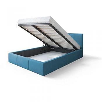 Lit Double Tesia 140 cm × 190 cm, Coffre et Sommier – Nuance Bleue