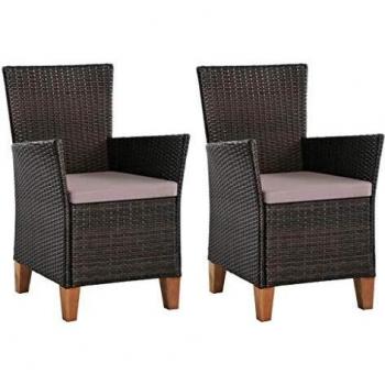 Gartenstuhl Set 2 Stück mit Polstern Poly Rattan