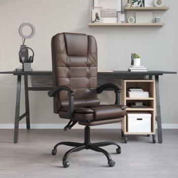 Fauteuil de bureau massant inclinable en similicuir marron