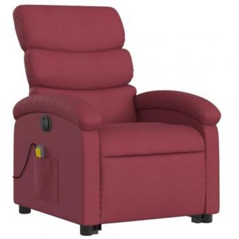 Sillón de masaje elevable eléctrico tela rojo tinto vidaXL