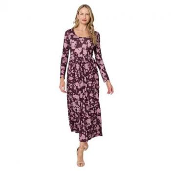 Izabel London Women's Red Jersey Maxi Dress with Floral Print, Size 8