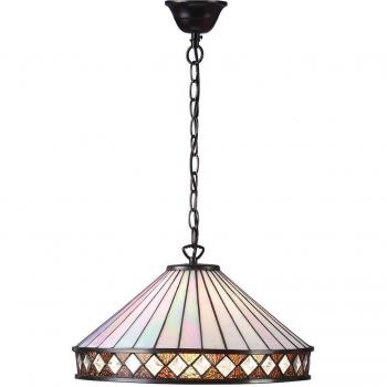 Fargo 1-Light Large Dark Bronze Ceiling Pendant with Tiffany Glass, E27