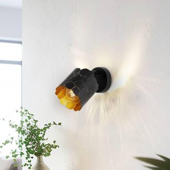 Lindby Wandlampe Aralena, schwarz/gold, 1-flg., Ø 12cm
