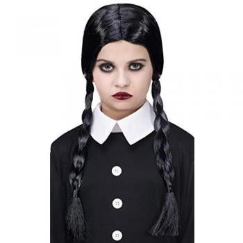 Fiestas Guirca Parrucca Nera con Treccine per Bambina