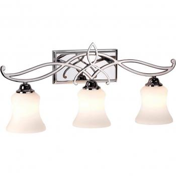 Lámpara de pared Brooke con acabado de cromo pulido y cristal opal, 3 luces LED