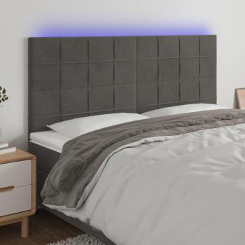 VidaXL Kopfteil mit LED-Beleuchtung Dunkelgrau 200x5x118/128 cm Samt