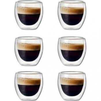 Paquete 6 Tazas de Bebidas 80ml de Vidrio Transparente